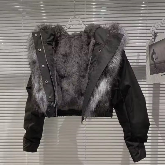 IceBloom Rabbit Fur Parka