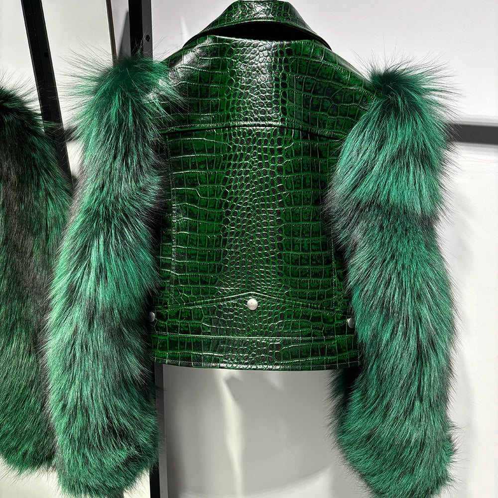 Emerald Fox Biker Jacket