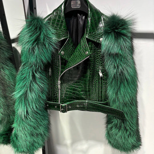 Emerald Fox Biker Jacket