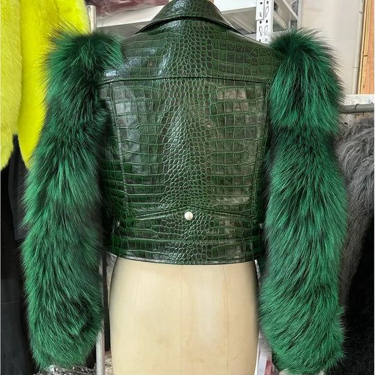 Emerald Fox Biker Jacket