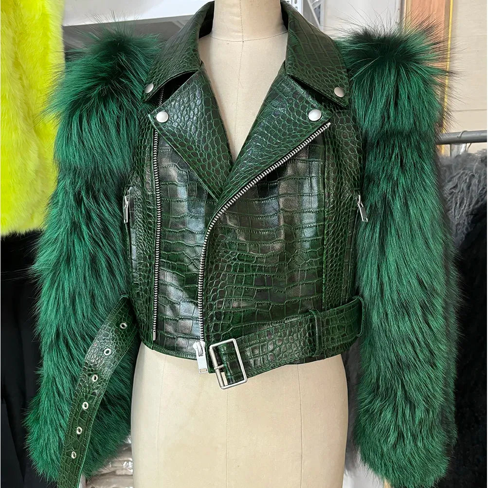 Emerald Fox Biker Jacket